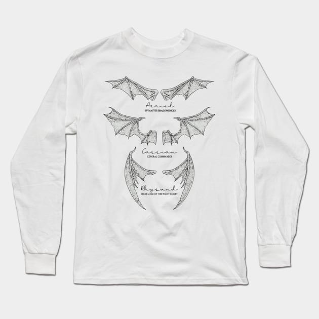 Batboys - Rhysand, Cassian, Azriel Wingspan Design Long Sleeve T-Shirt by harjotkaursaini